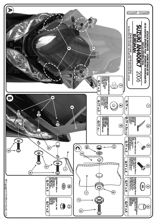 KAPPA D266KIT MOCOWANIE SZYBY 266DT SUZUKI BURGMAN 400