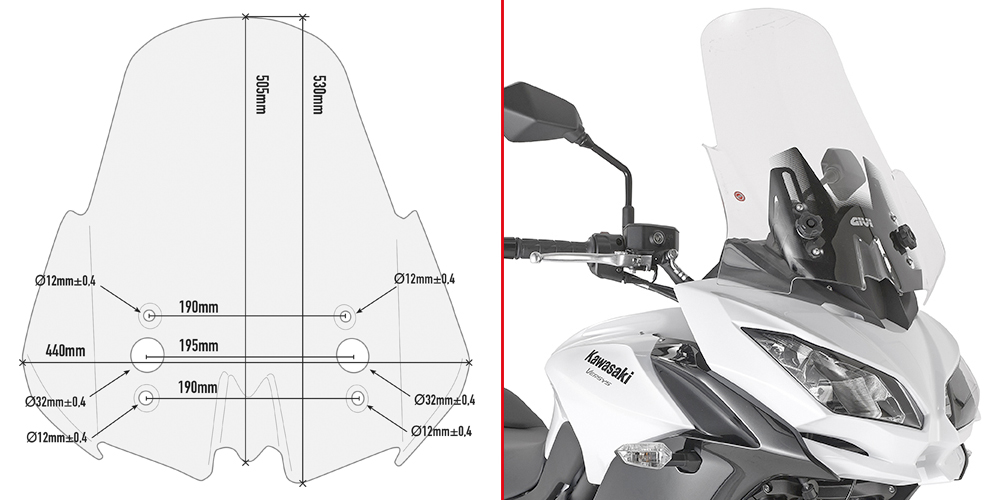 GIVI D4122ST SZYBA PRZEZROCZYSTA 53 x 44 cm KAWASAKI Versys 650