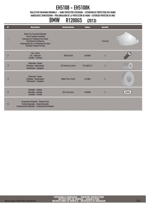 GIVI EH5108 PODWYŻSZENIE ORGINALNYCH HANDBARÓW BMW