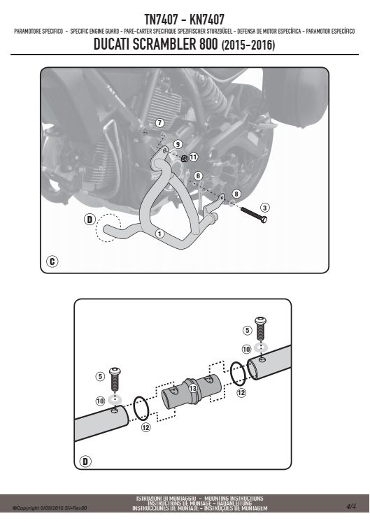 KAPPA KN7407 GMOLE OSŁONY SILNIKA DUCATI Scrambler