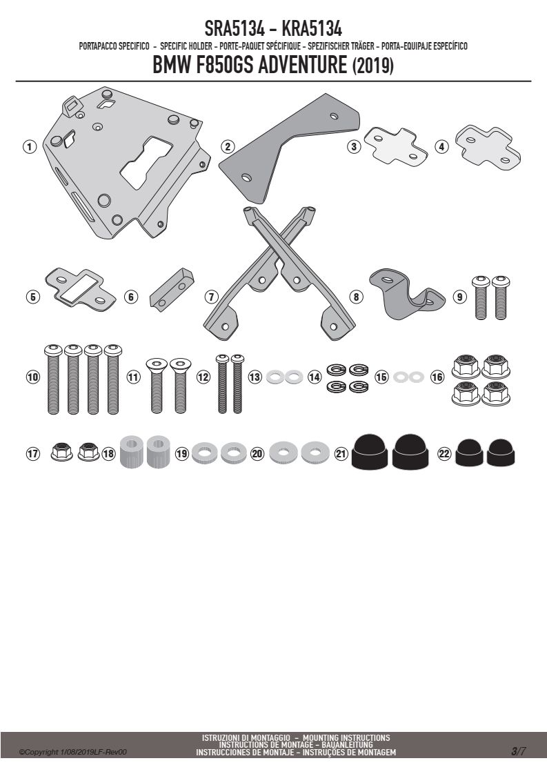 KAPPA KRA5134 STELAŻ KUFRA CENTRALNEGO BMW F 850GS