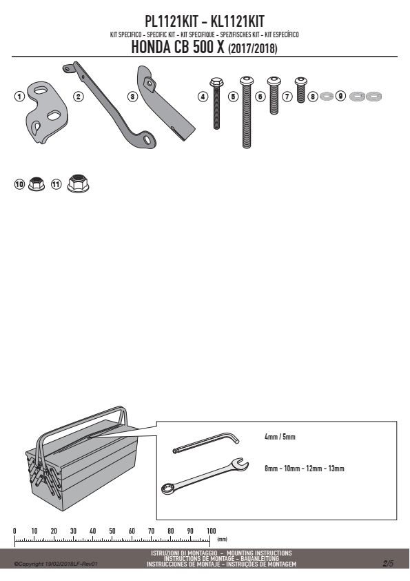 GIVI PL1121KIT ZESTAW MONTAŻOWY DO PL1121 / PL1121CAM