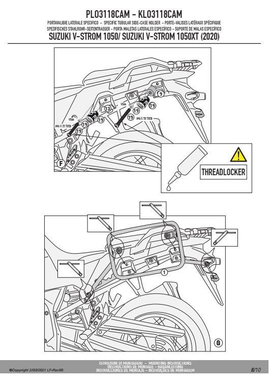 GIVI PLO3118CAM STELAŻ KUFRÓW BOCZNYCH ONE-FIT CAM - SUZUKI V-Strom