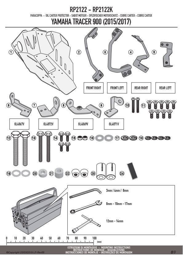 KAPPA RP2122K OSŁONA SILNIKA ALUMINIOWA YAMAHA MT-09 850 Tracer (15-17)