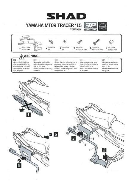 STELAŻ KUFRA BOCZNEGO 3P SHAD DO YAMAHA MT 09 TRAC