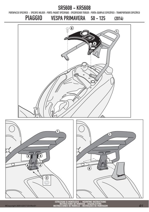 GIVI SR5608 STELAŻ KUFRA CENTRALNEGO PIAGGIO Vespa