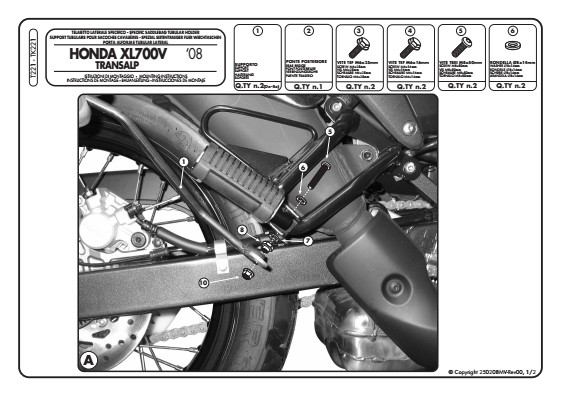 GIVI T221 STELAŻ SAKW BOCZNYCH HONDA XL 700V TRANSALP (08 > 13)