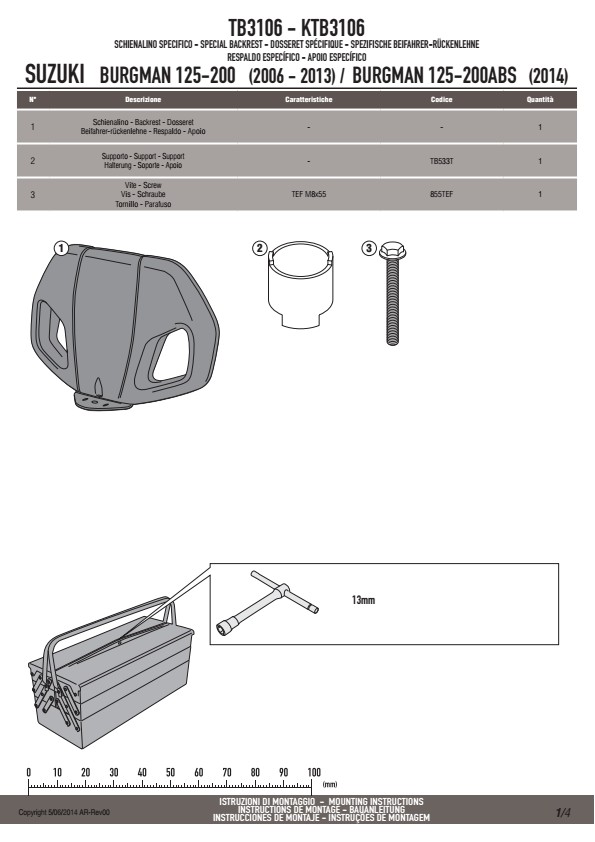 GIVI TB3106 OPARCIE PASAŻERA SUZUKI BURGMAN 125-200 K7-K8-K9-L0-L1-L2-L3