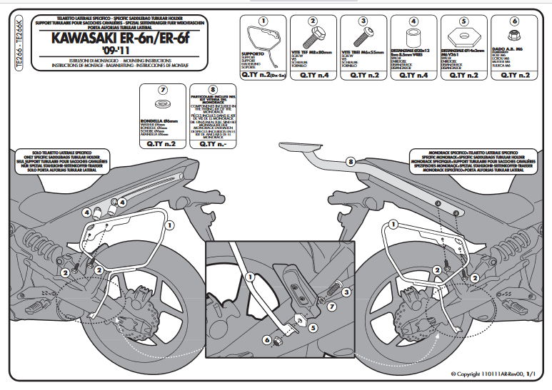 KAPPA TE266K STELAŻ POD SAKWY BOCZNE KAWASAKI ER-6N