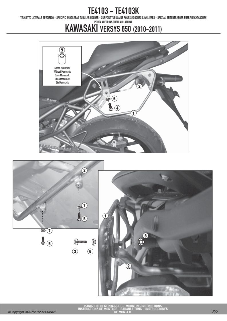KAPPA TE4103K STELAŻ POD SAKWY BOCZNE KAWASAKI Versys