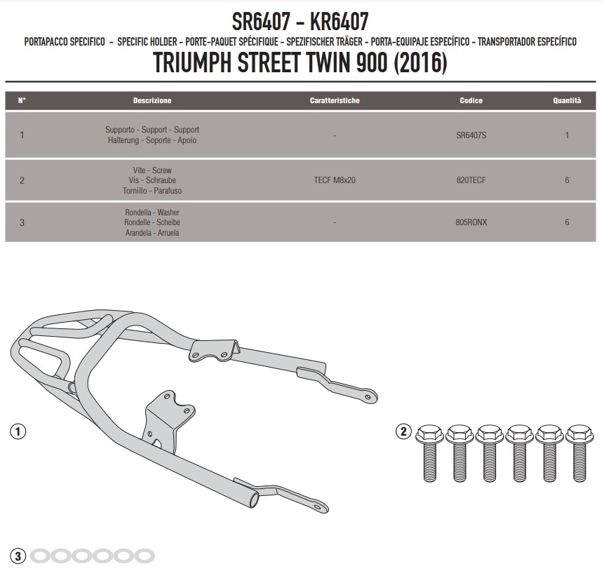 GIVI STELAŻ KUFRA CENTRALNEGO TRIUMPH STREER TWIN