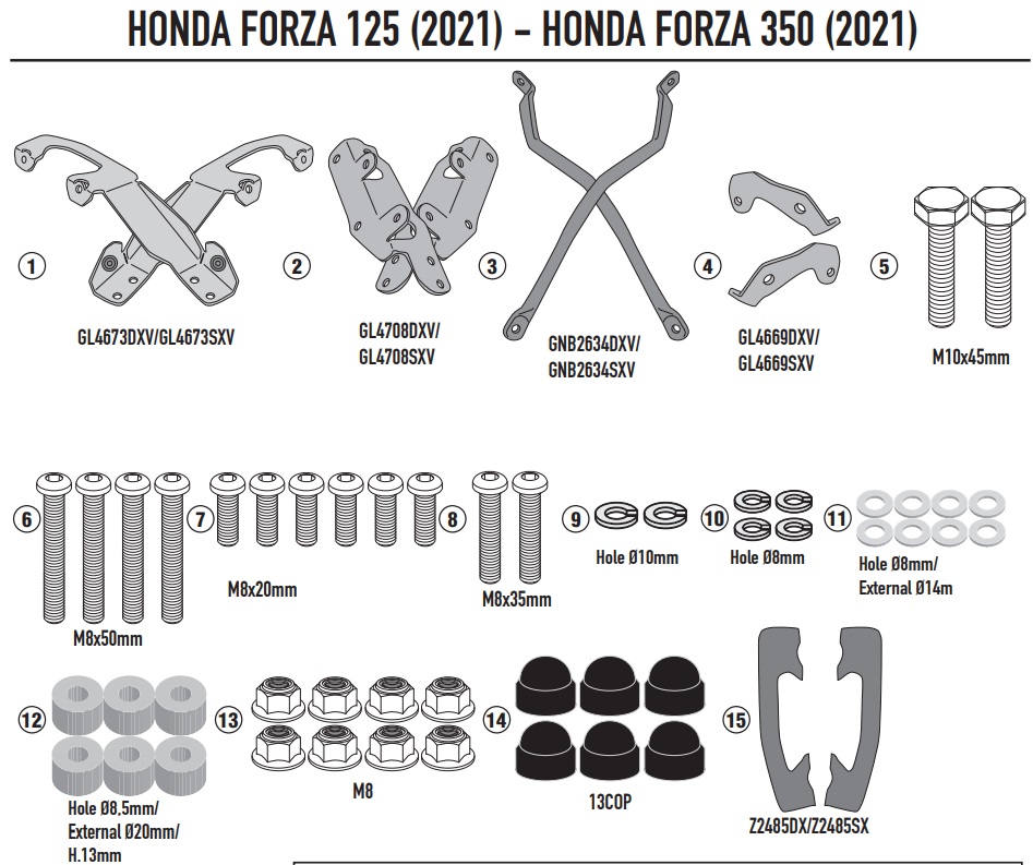GIVI STELAŻ KUFRA CENTRALNEGO HONDA FORZA 125 /300