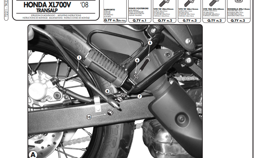 KAPPA STELAŻ POD SAKWY HONDA XL 700V TRANSALP '08