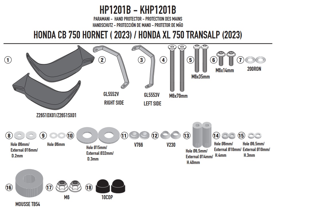 GIVI DODATKOWE HANDBARY HONDA CB 750 HORNET '23