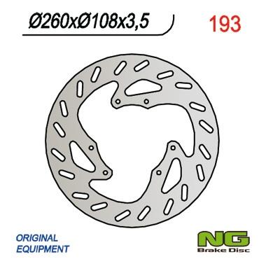 NG193 TARCZA HAMULCOWA DERBI 50/125, GAS GAS 125-450 (260x108x3,5)