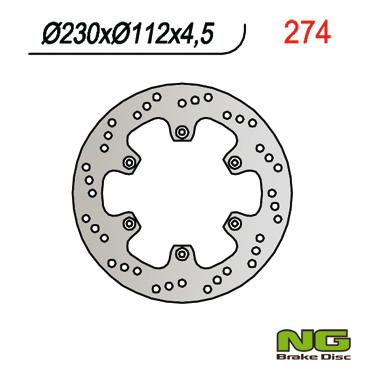 NG274 TARCZA HAMULCOWA APRILIA RX 50, YAMAHA DT 50R 97- (230x112x4,5)