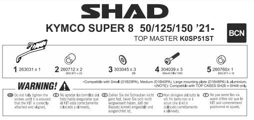 SHAD STELAŻ KUFRA TYŁ KYMCO SUPER DINK