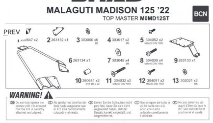 SHAD STELAŻ KUFRA TYŁ DO MALAGUTTI MADISON 125