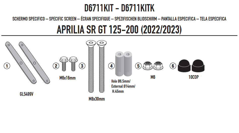 GIVI MOCOWANIE SZYBY 6711DT GID6711KIT