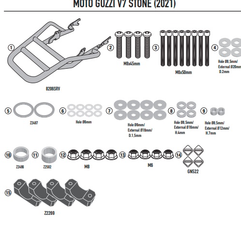 GIVI STELAŻ SAKW BOCZNYCH SERII REMOVE-X MOTO GUZZ