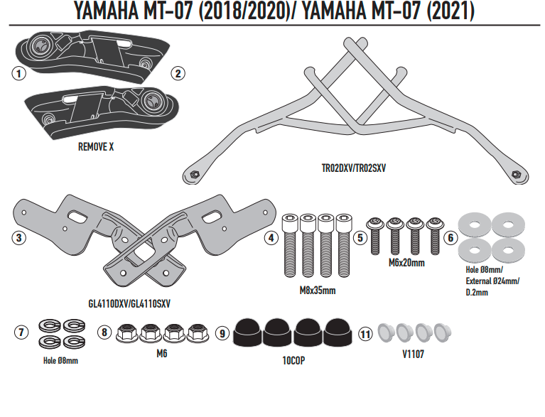 GIVI STELAŻ SAKW BOCZNYCH YAMAHA MT-07 (18 > 20)