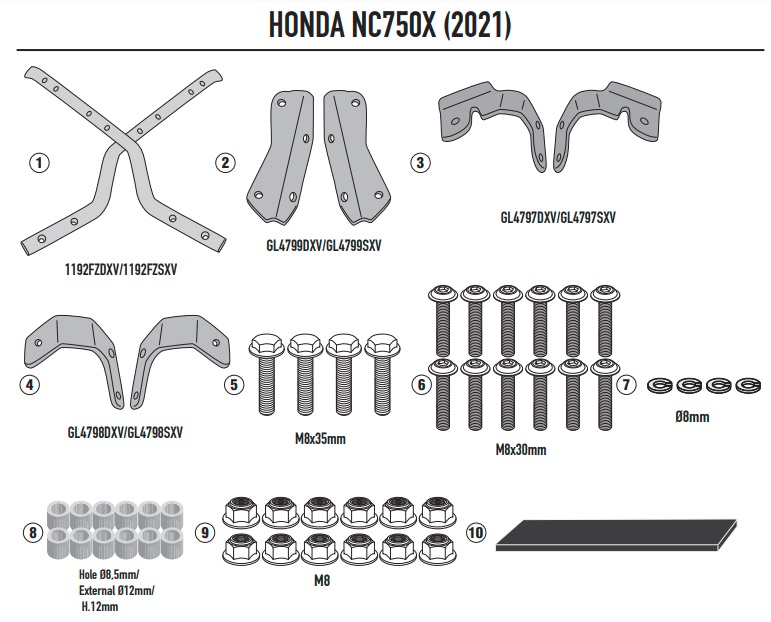 GIVI STELAŻ KUFRA CENTRALNEGO BEZ PŁYTY HONDA NC 7