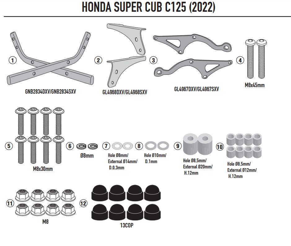 GIVI STELAŻ KUFRA CENTRALNEGO HONDA SUPER CUB C125