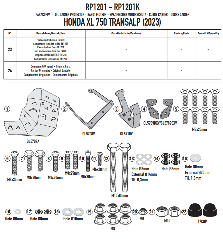 GIVI ALUMINIOWA OSŁONA MISKI OLEJOWEJ HONDA XL750