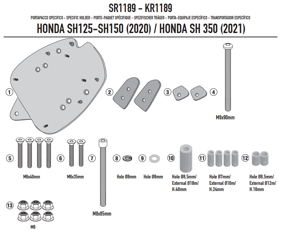 GIVI STELAŻ KUFRA CENTRALNEGO MONOLOCK HONDA SH 35