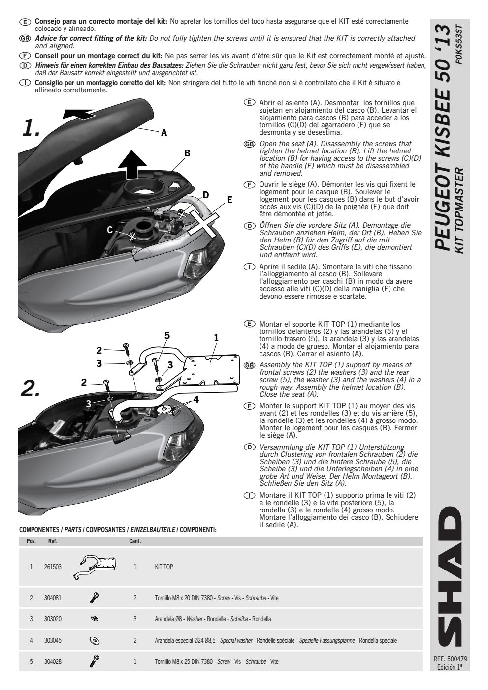 SHAD P0KS53ST STELAŻ KUFRA TYŁ DO PEUGEOT KISBEE