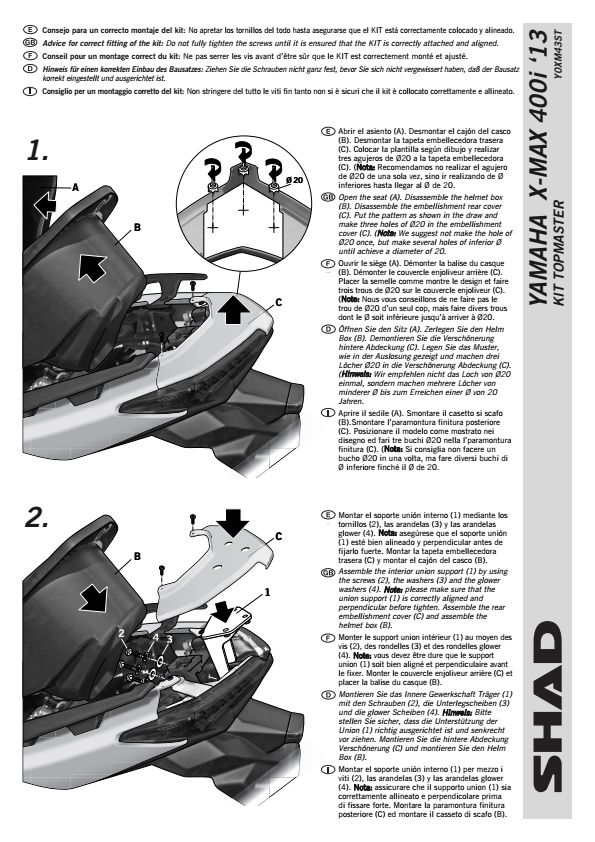 SHAD KSHY0XM43ST STELAŻ KUFRA TYŁ DO YAMAHA X-MAX 125 250 400
