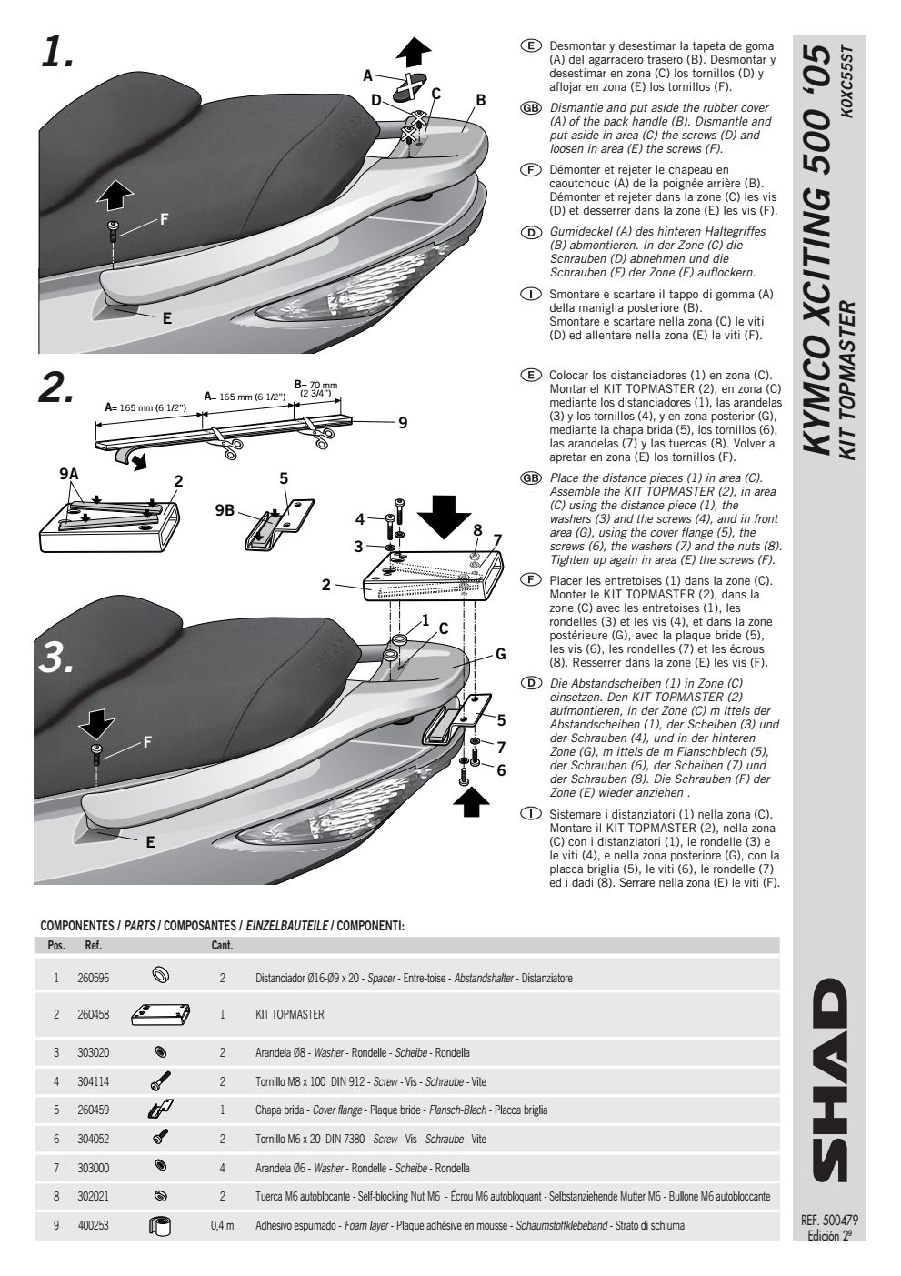 SHAD K0XC55ST STELAŻ KUFRA TYŁ DO KYMCO XCITING 250
