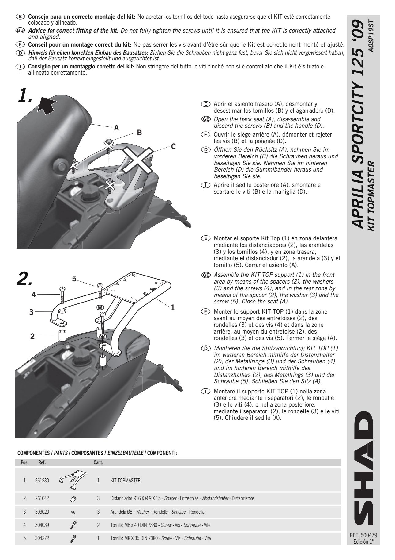 SHAD A0SP19ST STELAŻ KUFRA TYŁ DO DERBI VARIANT SPORT