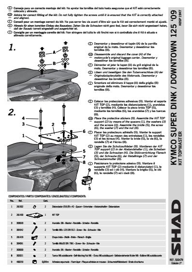 SHAD KSHK0SP19KT STELAŻ KUFRA TYŁ DO KYMCO SUPER DINK