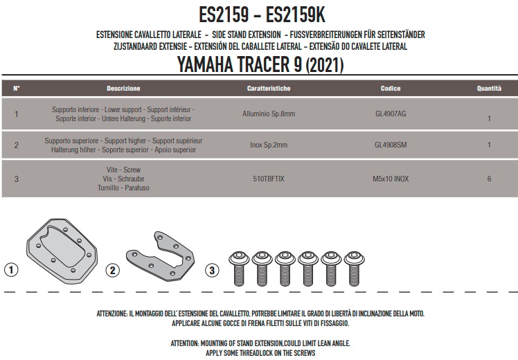 KAPPA ES2159K POSZERZENIE STOPKI BOCZNEJ YAMAHA TR
