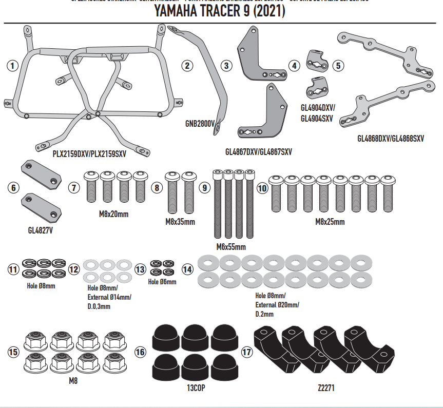GIVI STELAŻ KUFRÓW BOCZNYCH V35 /V37/K33 YAMAHA T