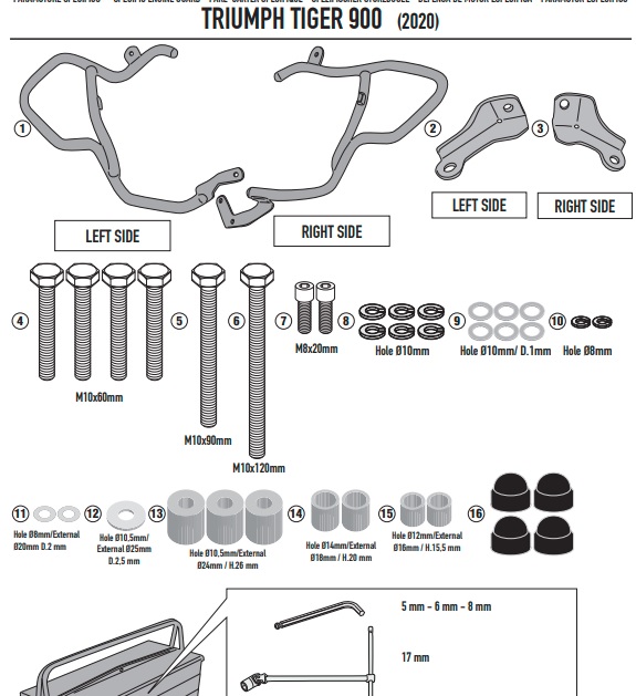 KAPPA GMOLE SILNIKA TRIUMPH Tiger 900 (20) CZARNE