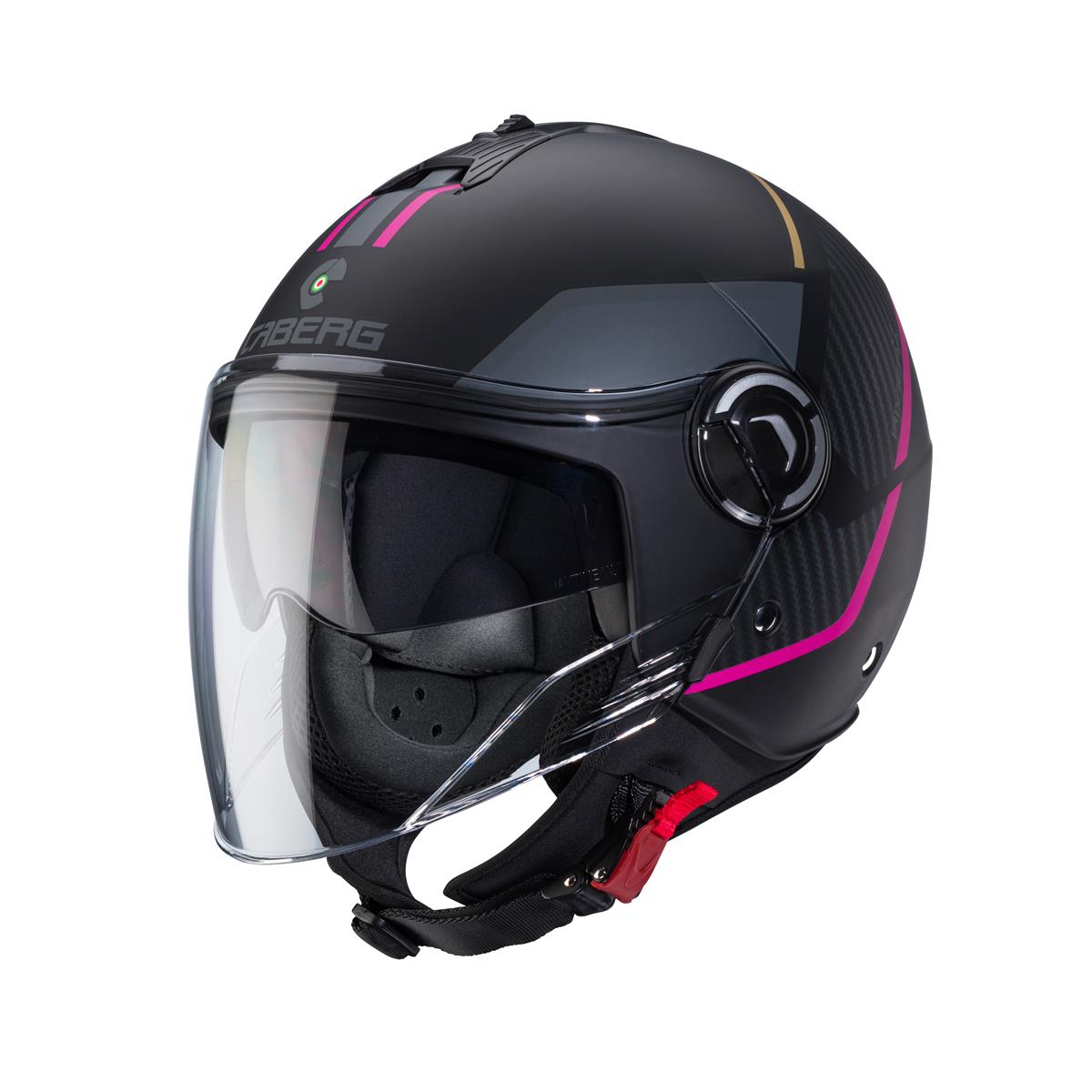CABERG KASK JET RIVIERA V4X CZARNY MAT/FUKSJA/SZAR