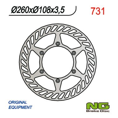 NG NG731 TARCZA HAMULCOWA PRZÓD GAS GAS ENDURO CROSS 125/200/250/300/400/450/515 (260x108x3,5)