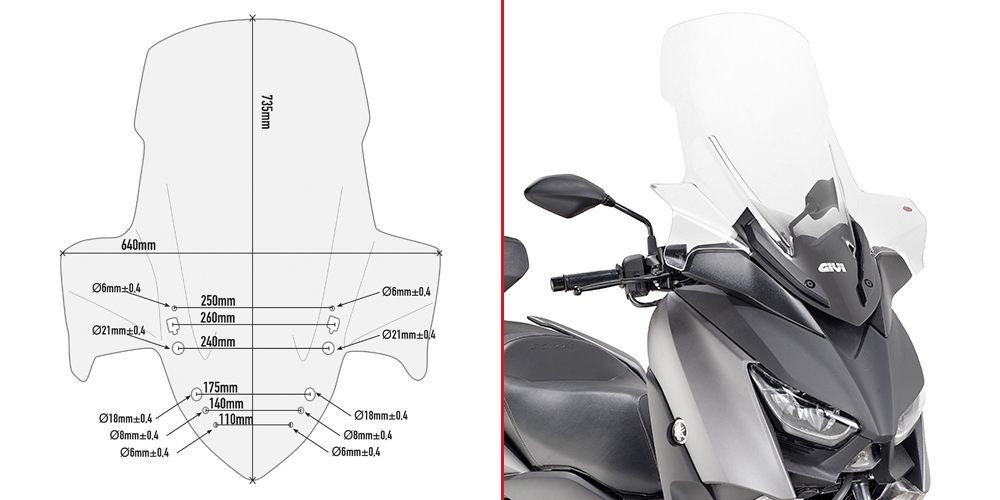 GIVI SZYBA DYMIONA 64,5 x 57,5 cm YAMAHA X-Max 300