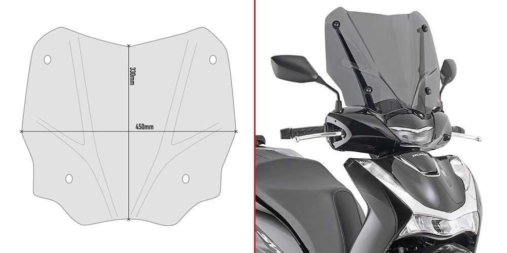 GIVI SZYBA DYMIONA 33 x 45 cm (H x W) HONDA SH 350