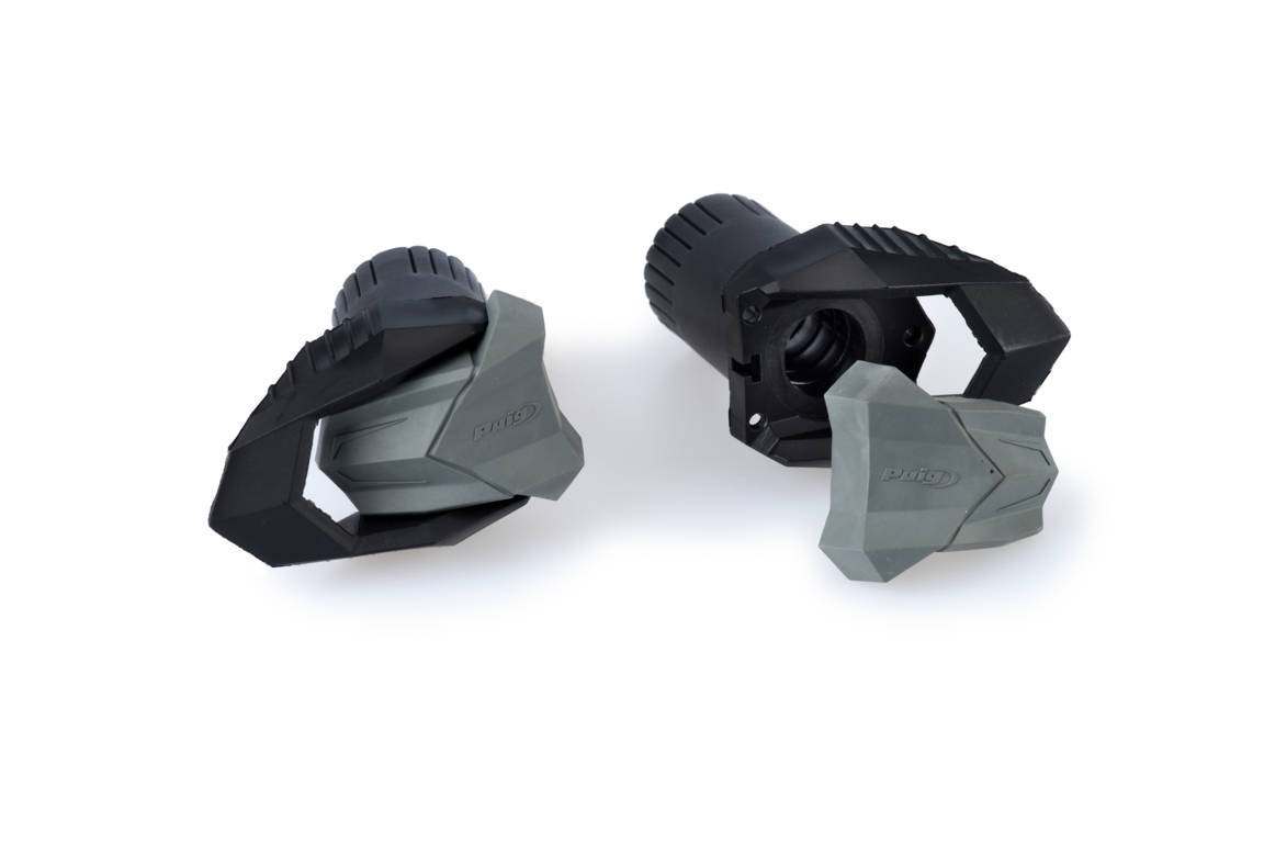 PUIG CZĘŚCI ZAMIENNE - KRĄŻKI NYLONOWE + PARA GUMOWYCH KOŃCÓWEK DO CRASH PADS R19 (Z 85MM - ŚRUBY M12) CZARNE