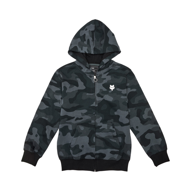 BLUZA Z KAPTUREM NA ZAMEK JUNIOR FOX HEAD BLACK CAMO