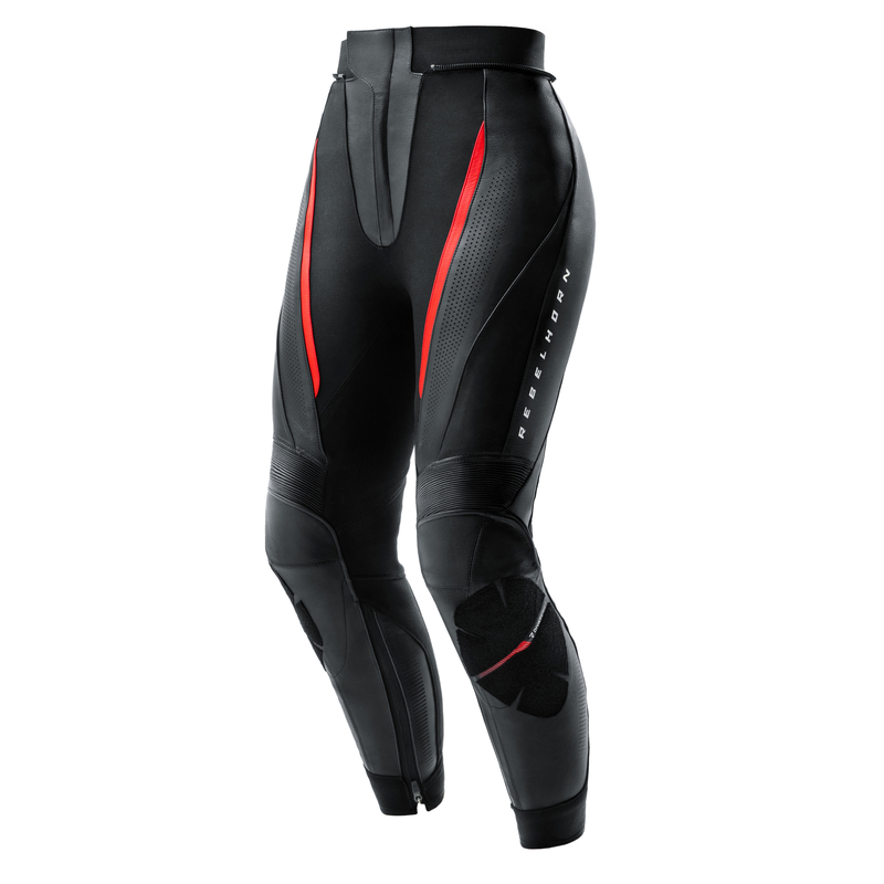 SPODNIE MOTOCYKLOWE SKÓRZANE DAMSKIE REBELHORN DIVA BLACK RED