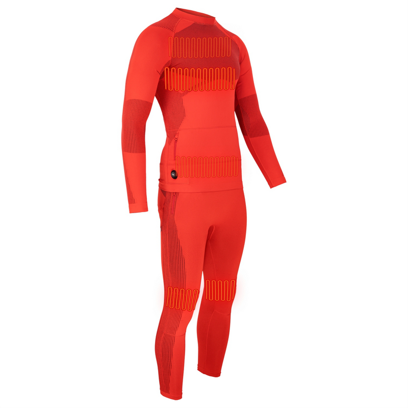 Ogrzewany zestaw bielizny termoaktywnej Glovii pomarańczowy, bluza i spodnie, 4 strefy grzewcze, M